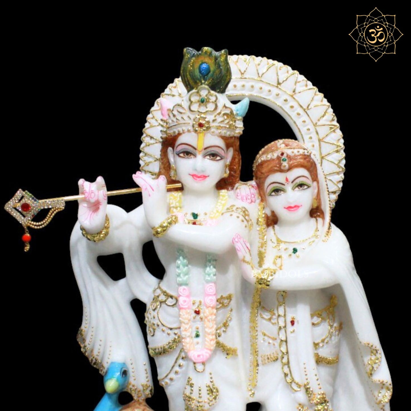 15inch Jugal Radha Krishna Marble Murti in White Makrana Marble