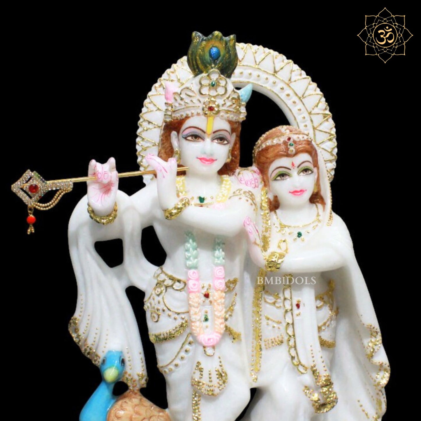 15inch Jugal Radha Krishna Marble Murti in White Makrana Marble
