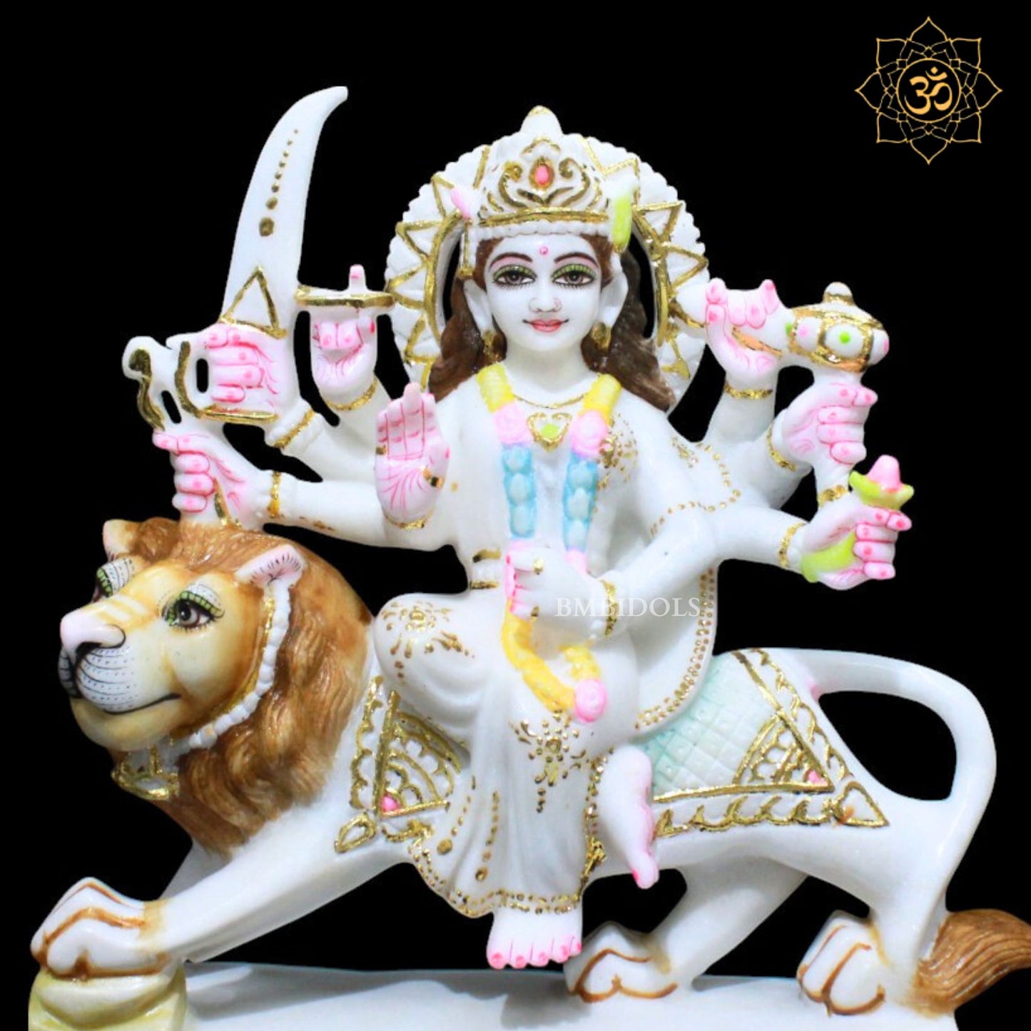 1feet Marble Durga Murti for Home Mandirs in pure White Marble