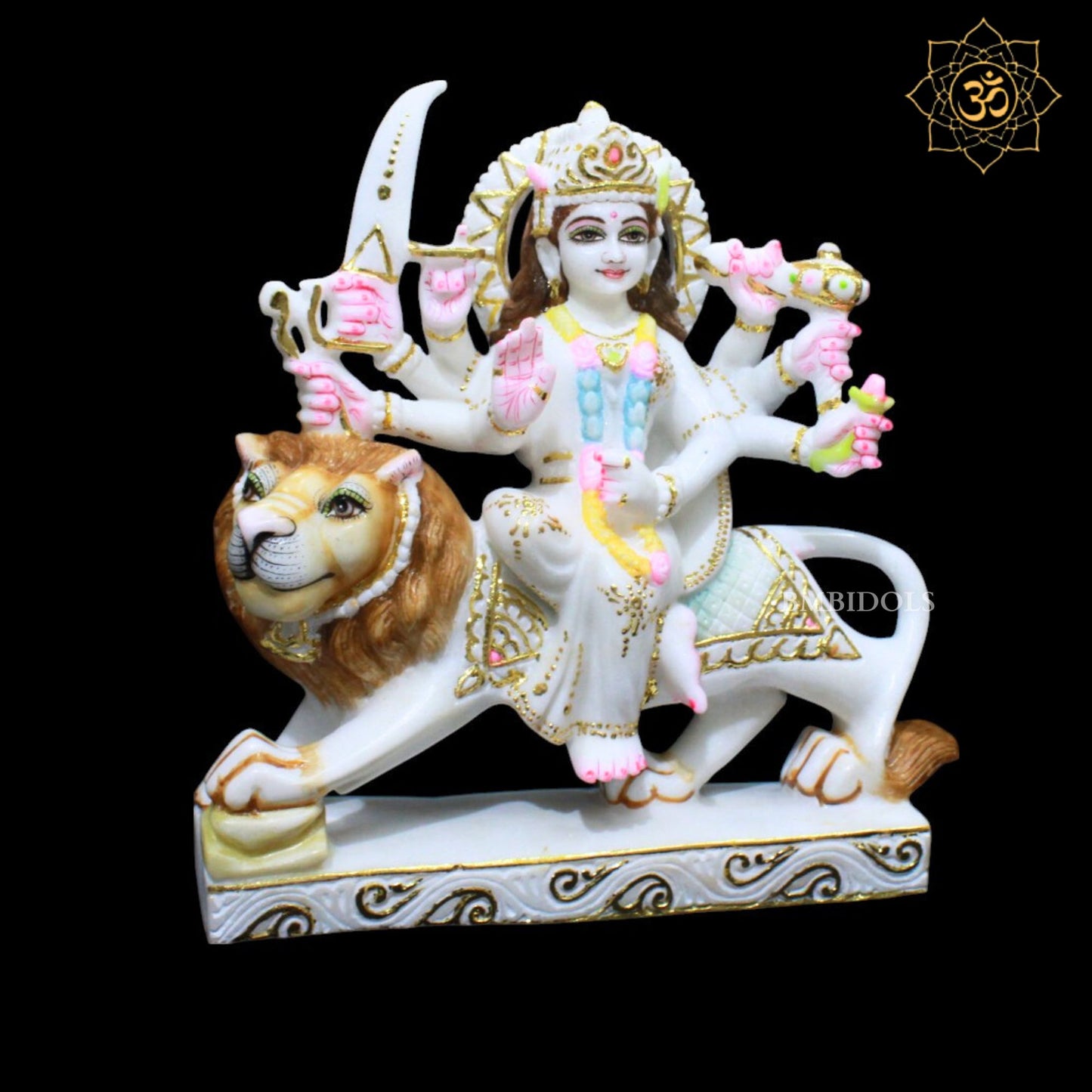 1feet Marble Durga Murti for Home Mandirs in pure White Marble