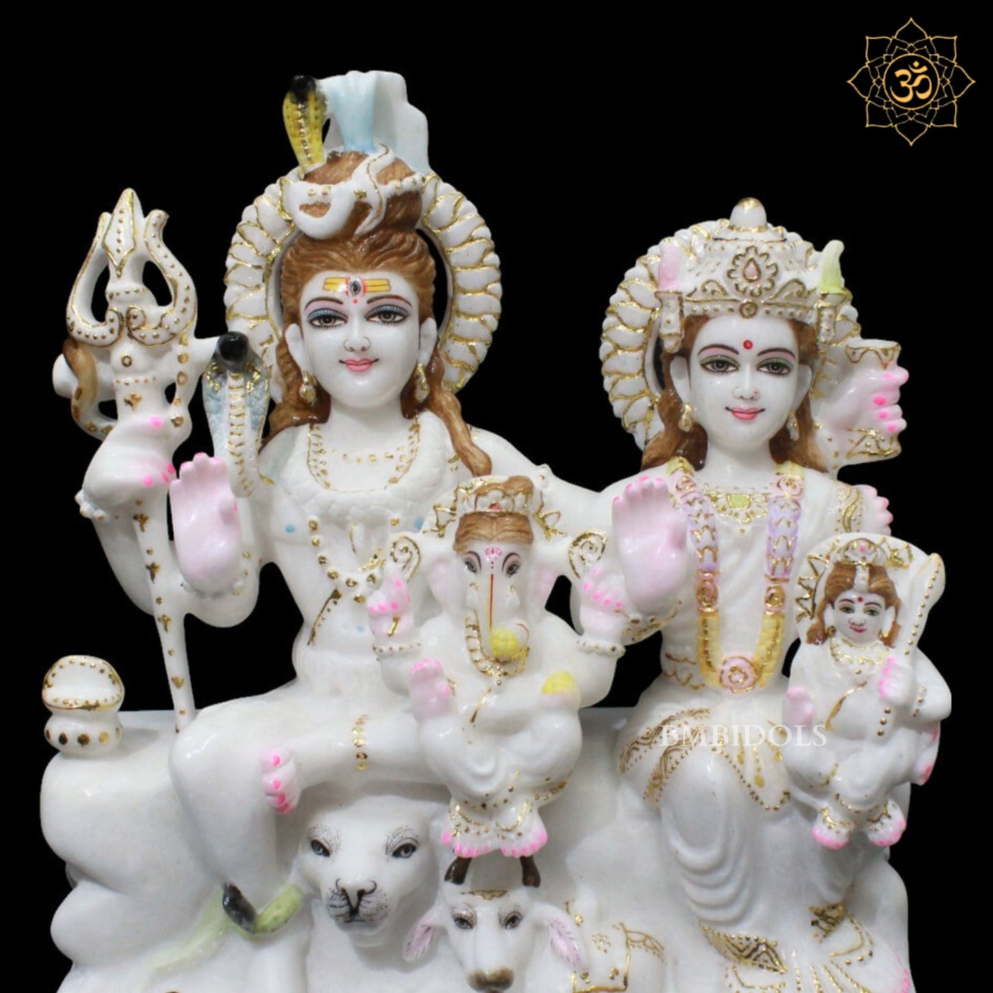 Shiv Parivar Marble Murti for Homes and Temples in 18inches in Amboze Work