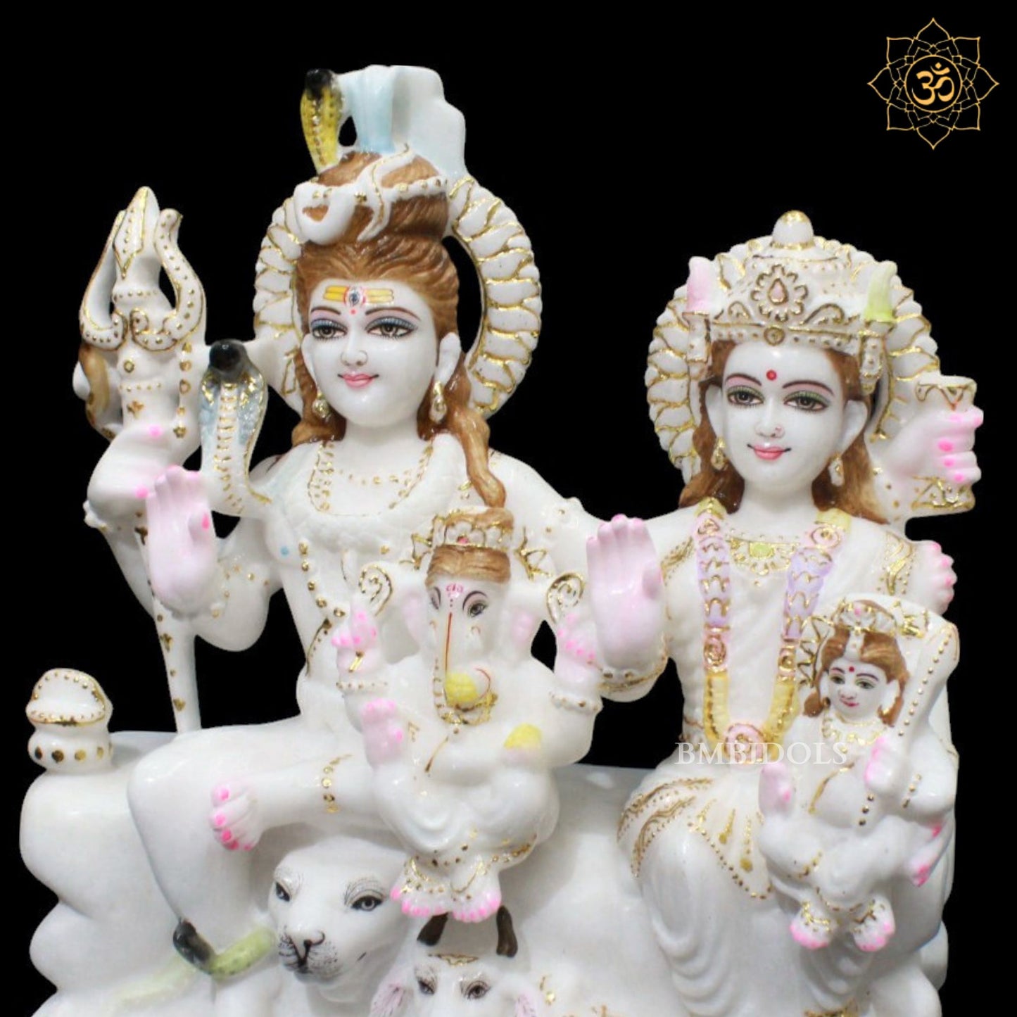Shiv Parivar Marble Murti for Homes and Temples in 18inches in Amboze Work