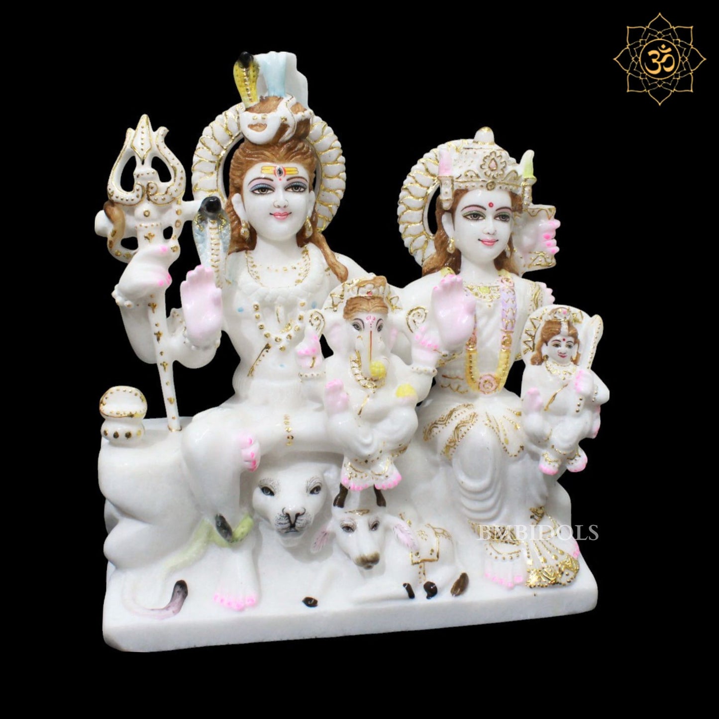 Shiv Parivar Marble Murti for Homes and Temples in 18inches in Amboze Work
