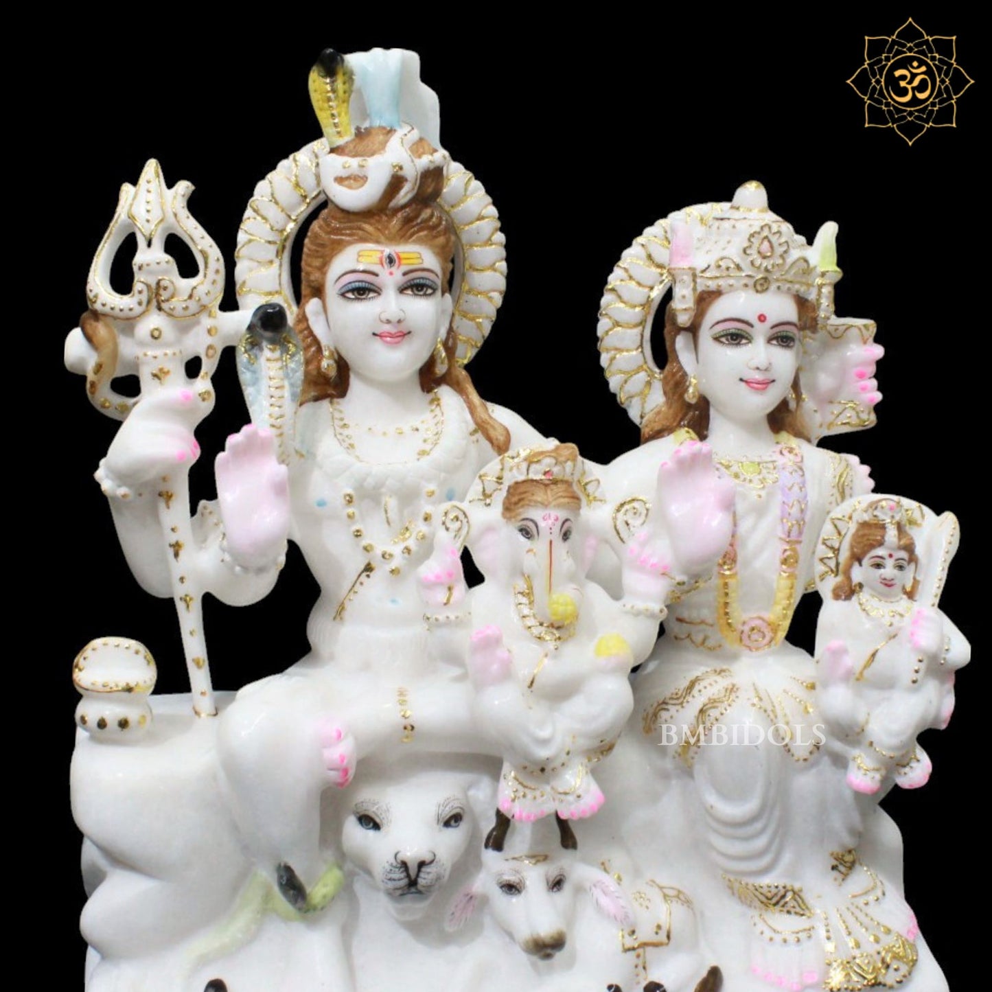 Shiv Parivar Marble Murti for Homes and Temples in 18inches in Amboze Work
