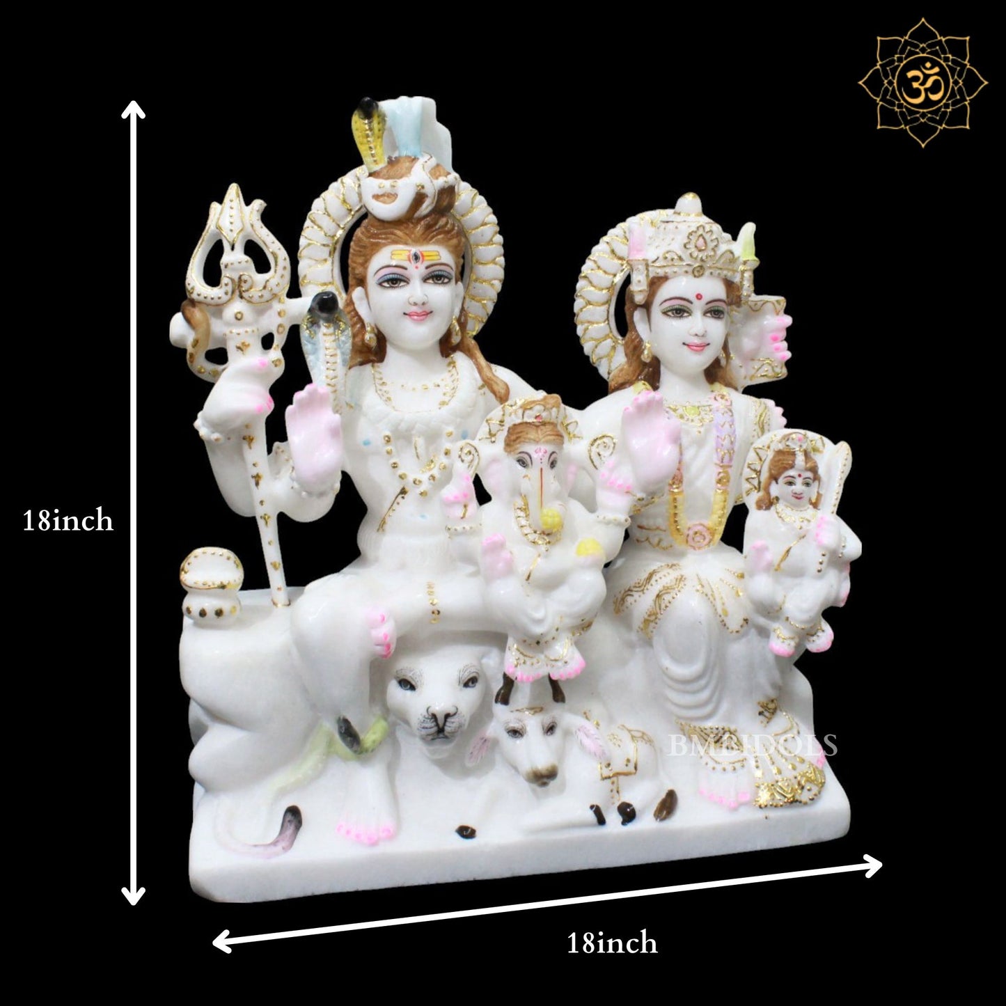 Shiv Parivar Marble Murti for Homes and Temples in 18inches in Amboze Work