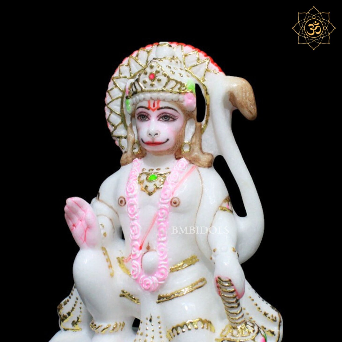 Marble Small Hanuman Murti for Home Mandirs in 7inch