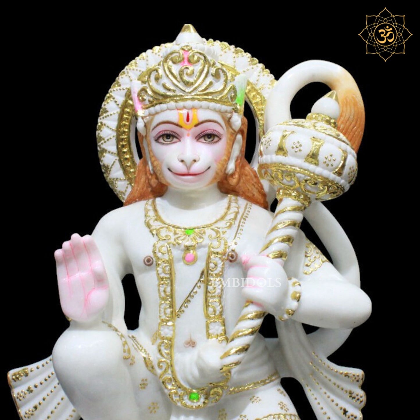 Marble Hanuman Murti for Homes and Temples in 15inches Makrana Marble