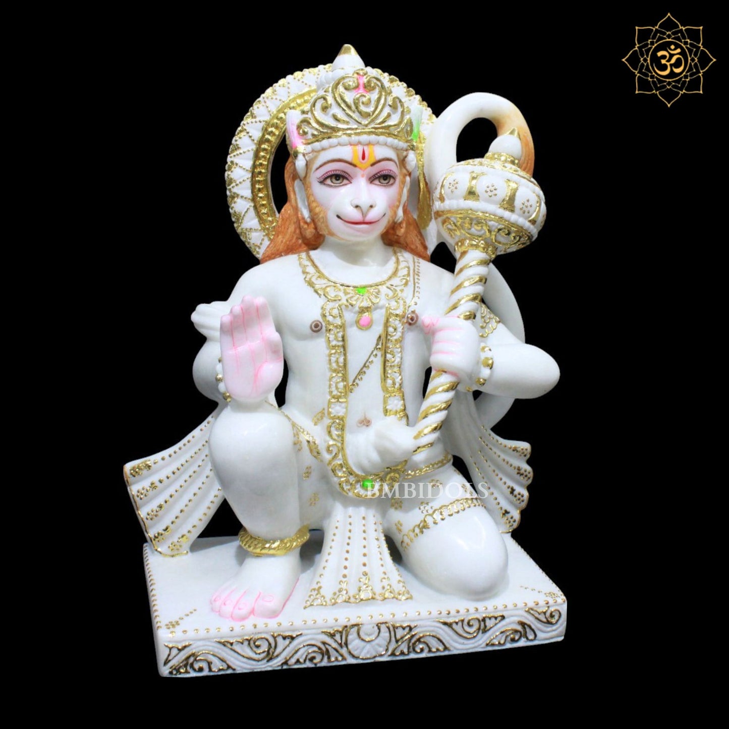 Marble Hanuman Murti for Homes and Temples in 15inches Makrana Marble