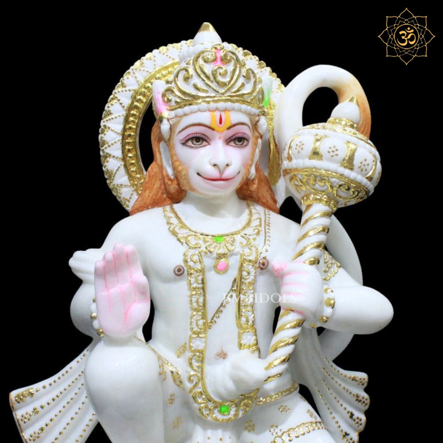 Marble Hanuman Murti for Homes and Temples in 15inches Makrana Marble