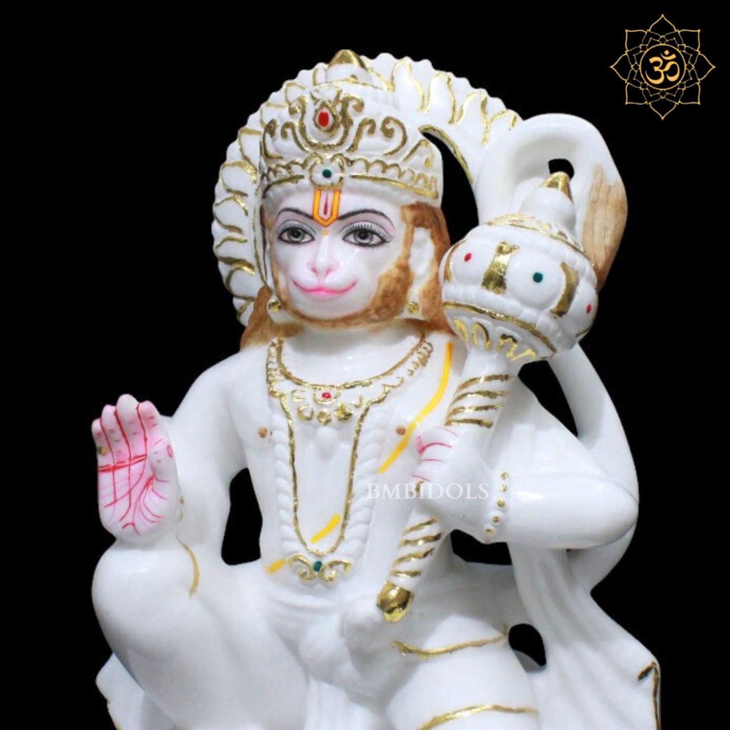 Hanuman Ashirwad in Makrana Marble in 12inch