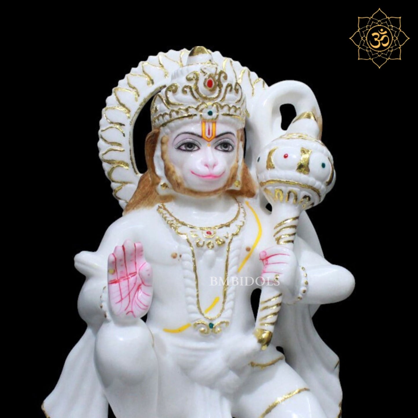 Hanuman Ashirwad in Makrana Marble in 12inch