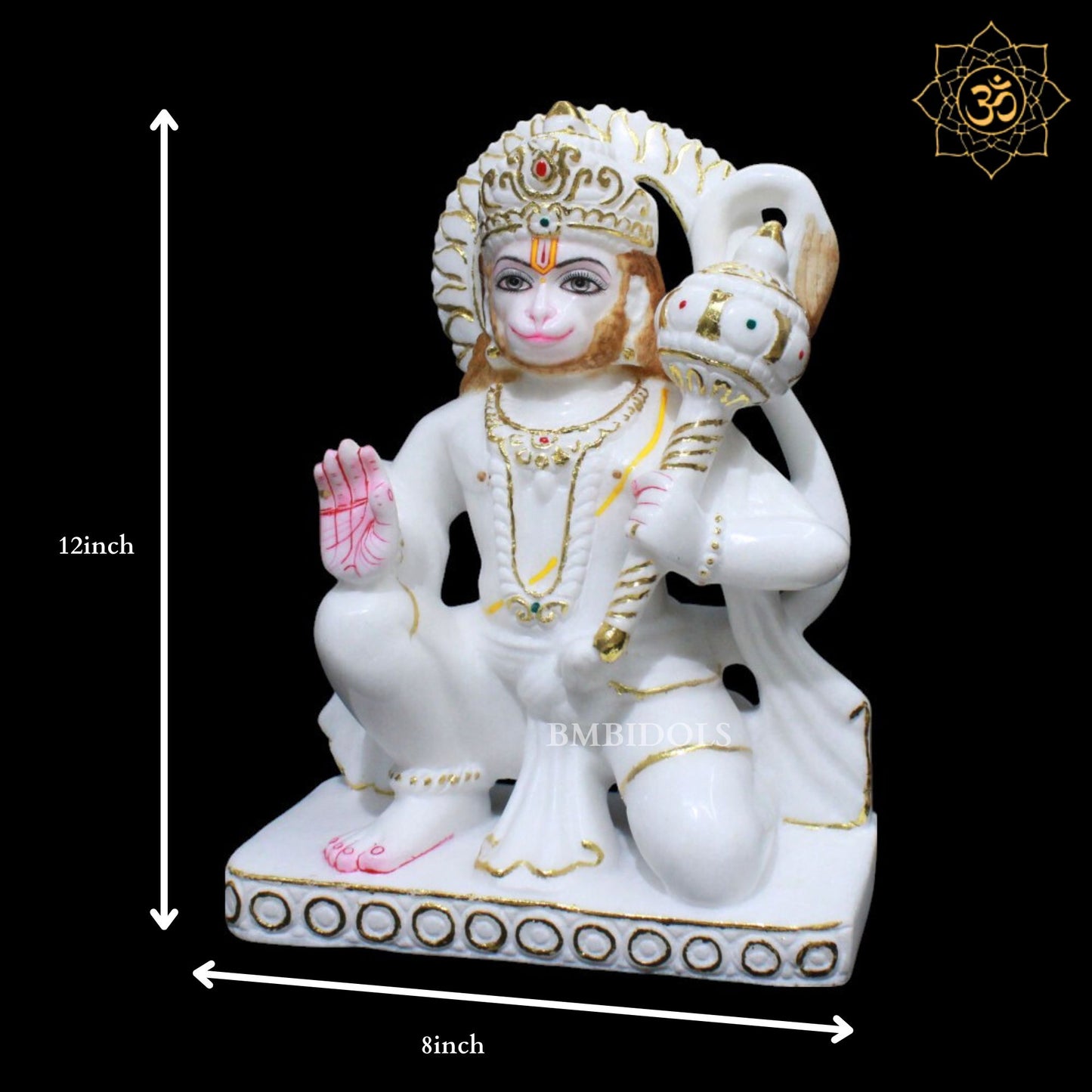 Hanuman Ashirwad in Makrana Marble in 12inch