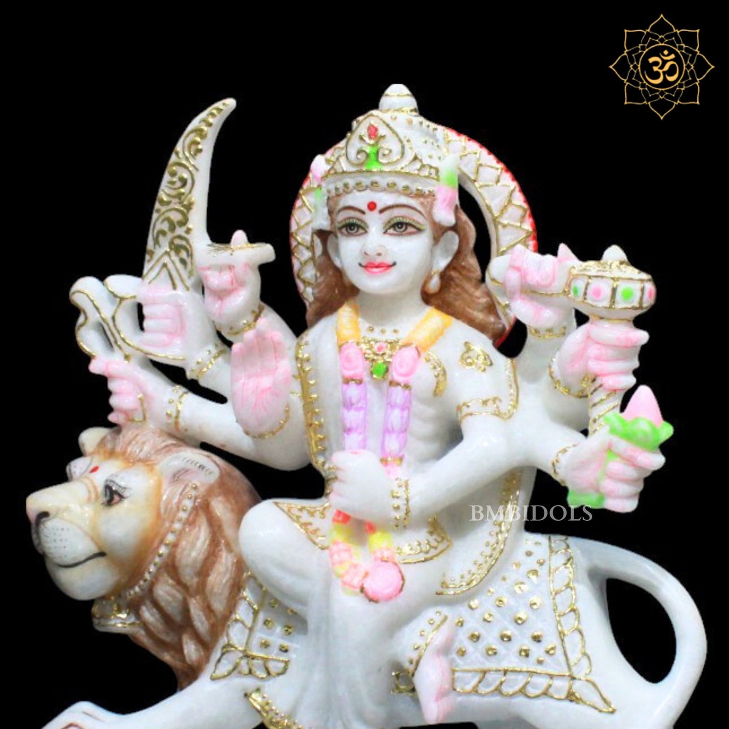 Durga Marble Statue in Makrana Marble in 12inches