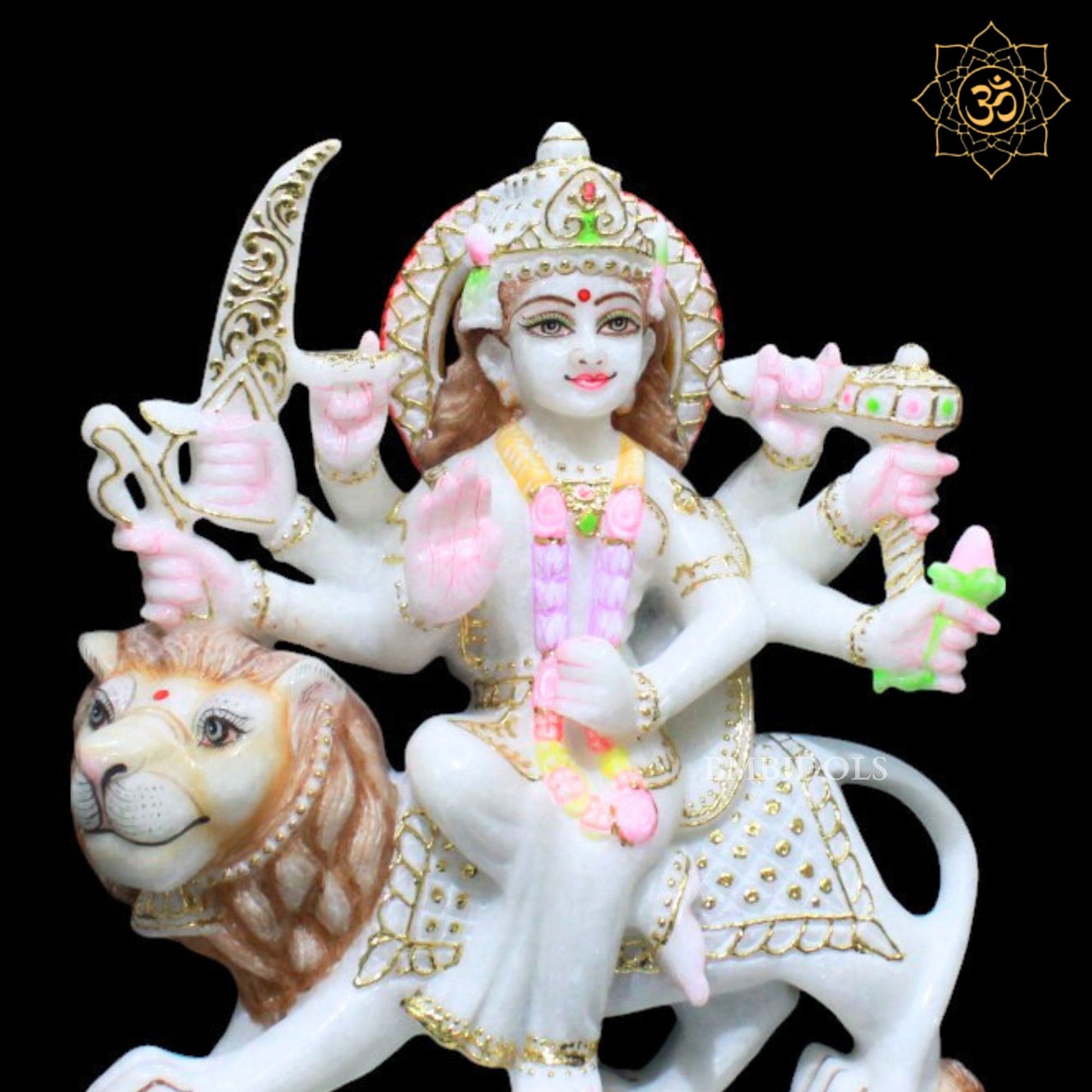 Durga Marble Statue in Makrana Marble in 12inches