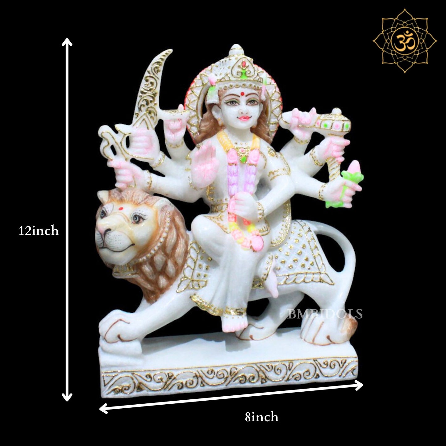 Durga Marble Statue in Makrana Marble in 12inches