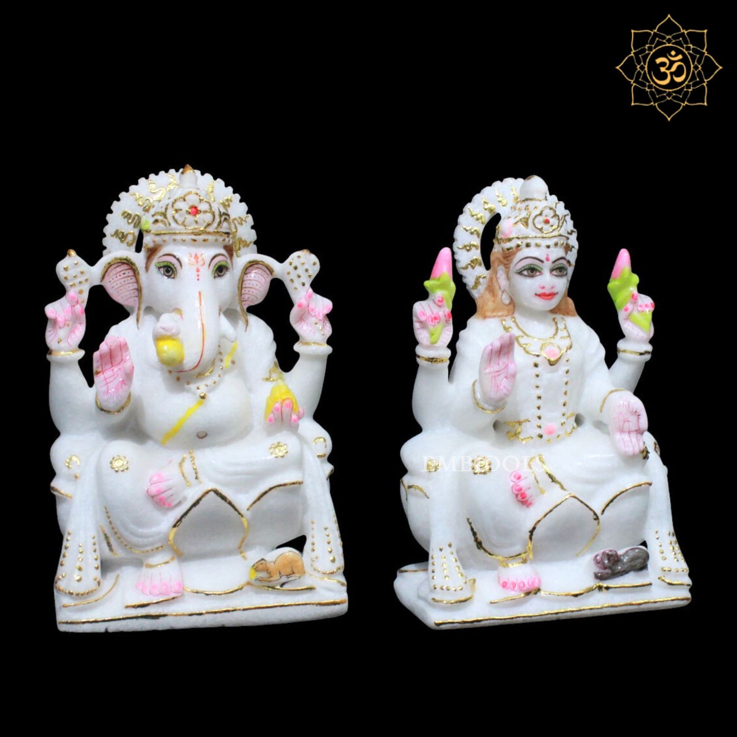Ganesh Lakshmi in Makrana Marble in 7inches for Homes and Temples