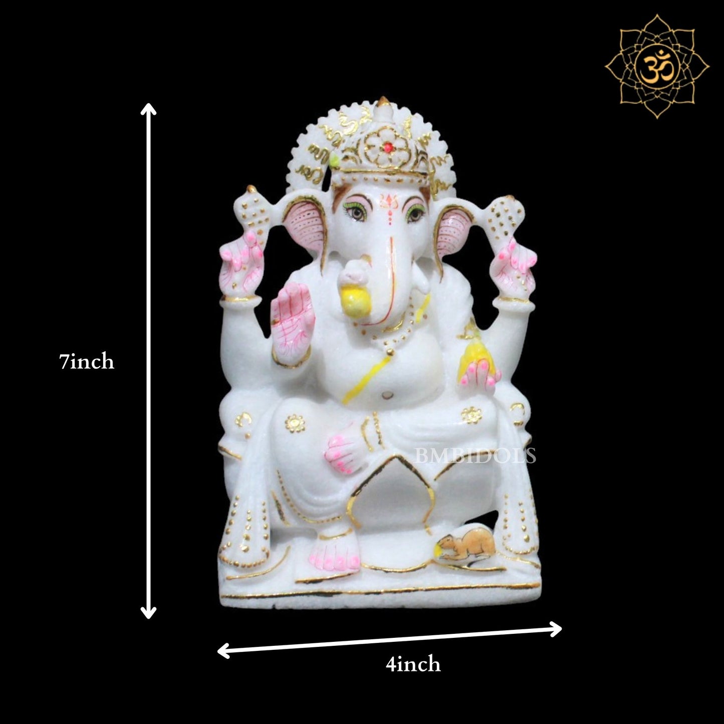 Ganesh Lakshmi in Makrana Marble in 7inches for Homes and Temples