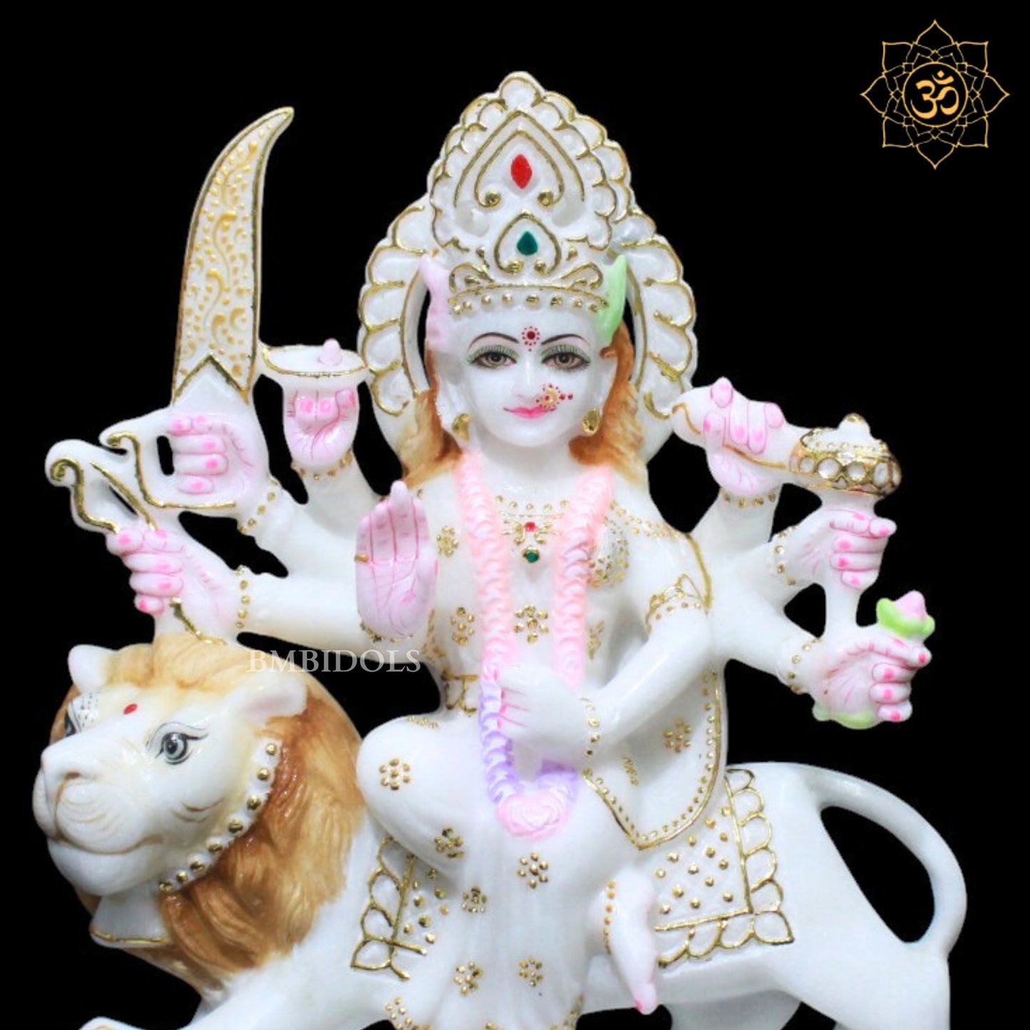 Durga Mata Marble Statue for Homes and Temples in 1feet