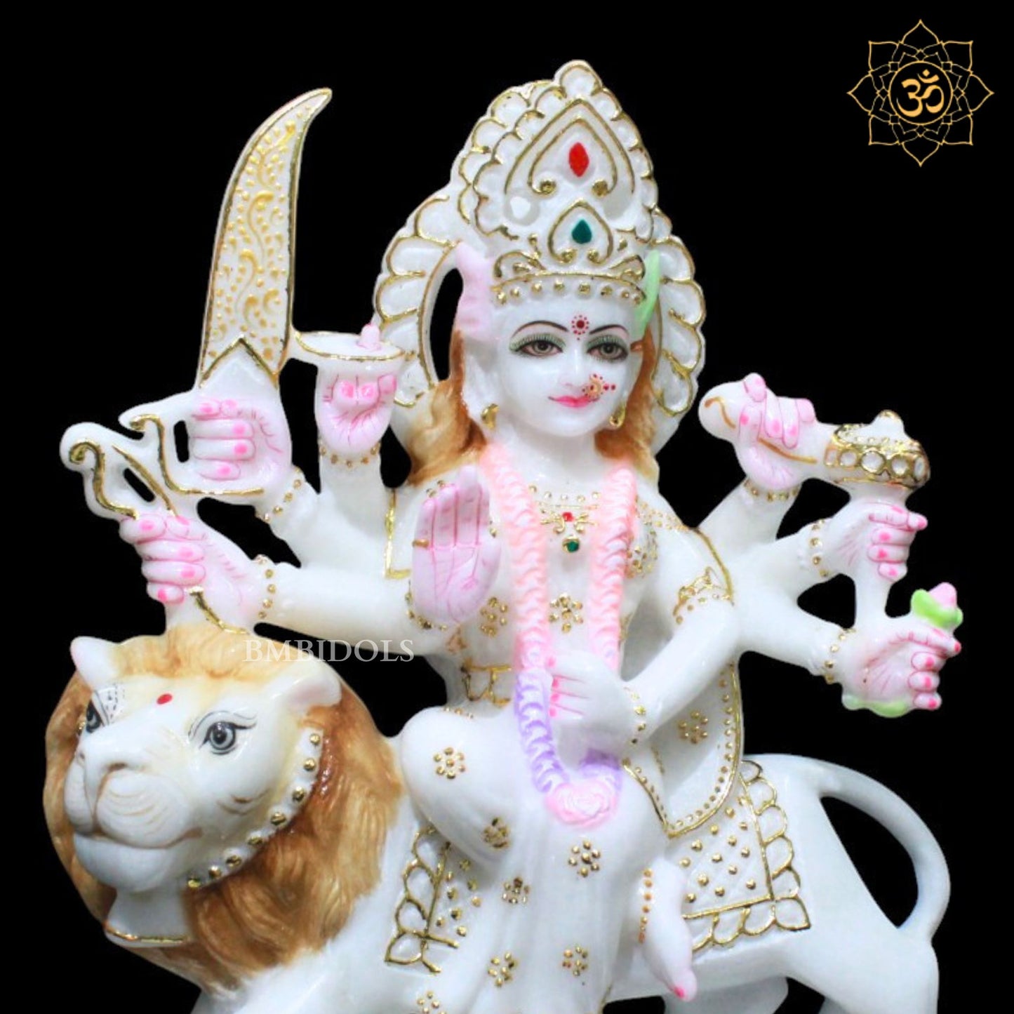 Durga Mata Marble Statue for Homes and Temples in 1feet