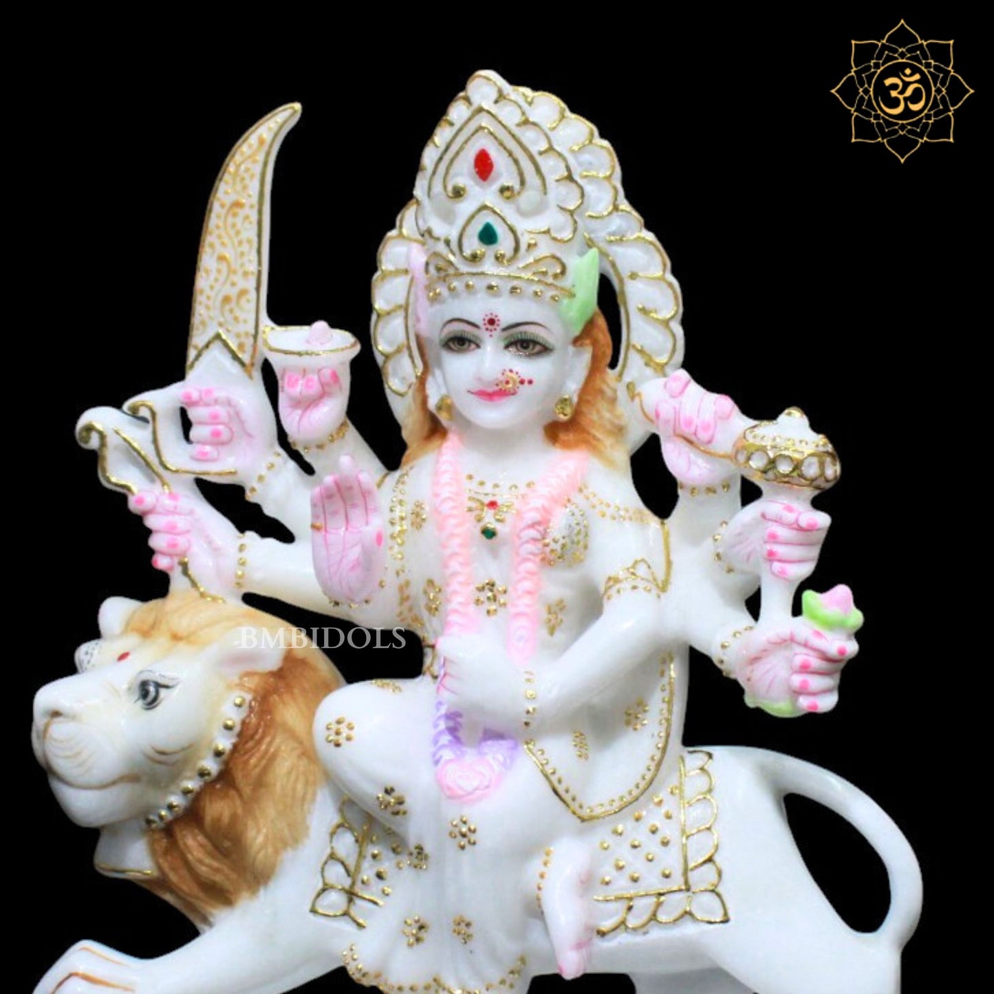 Durga Mata Marble Statue for Homes and Temples in 1feet