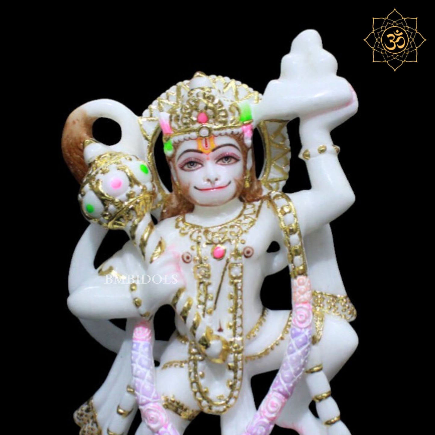 Veer Hanuman Marble Murti for Homes and Temples in 12inches