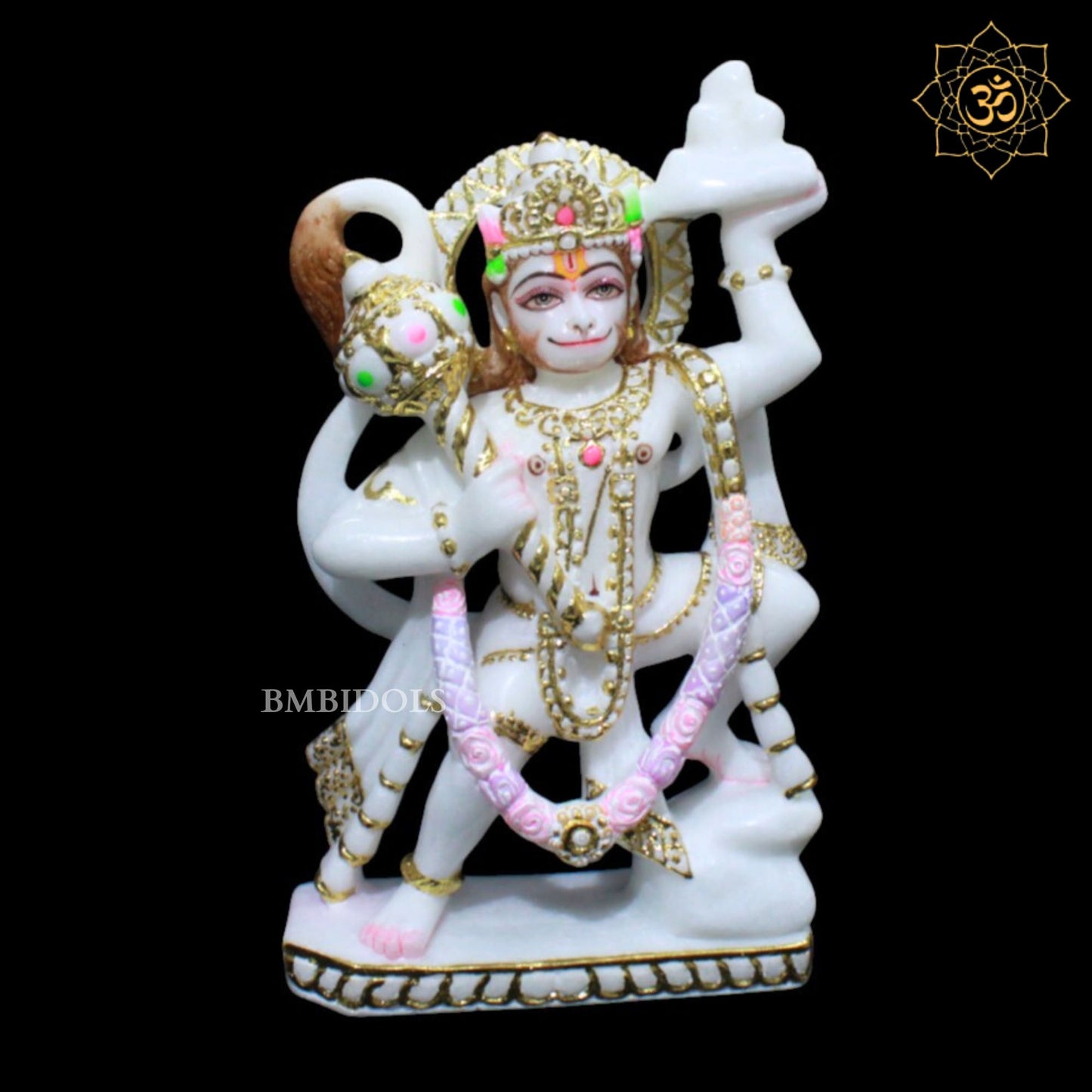 Veer Hanuman Marble Murti for Homes and Temples in 12inches