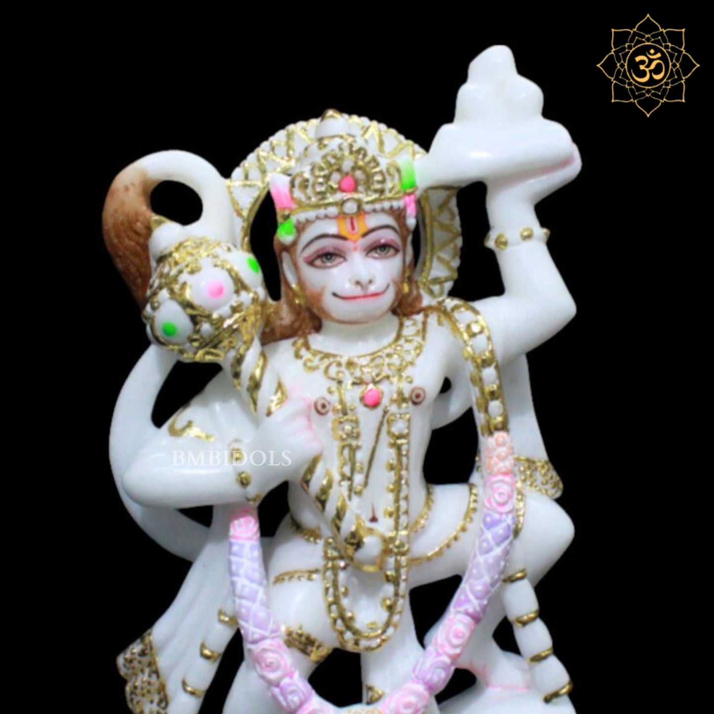 Veer Hanuman Marble Murti for Homes and Temples in 12inches