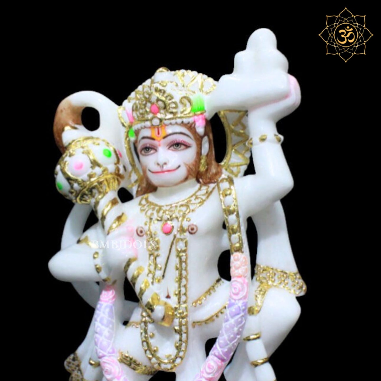 Veer Hanuman Marble Murti for Homes and Temples in 12inches