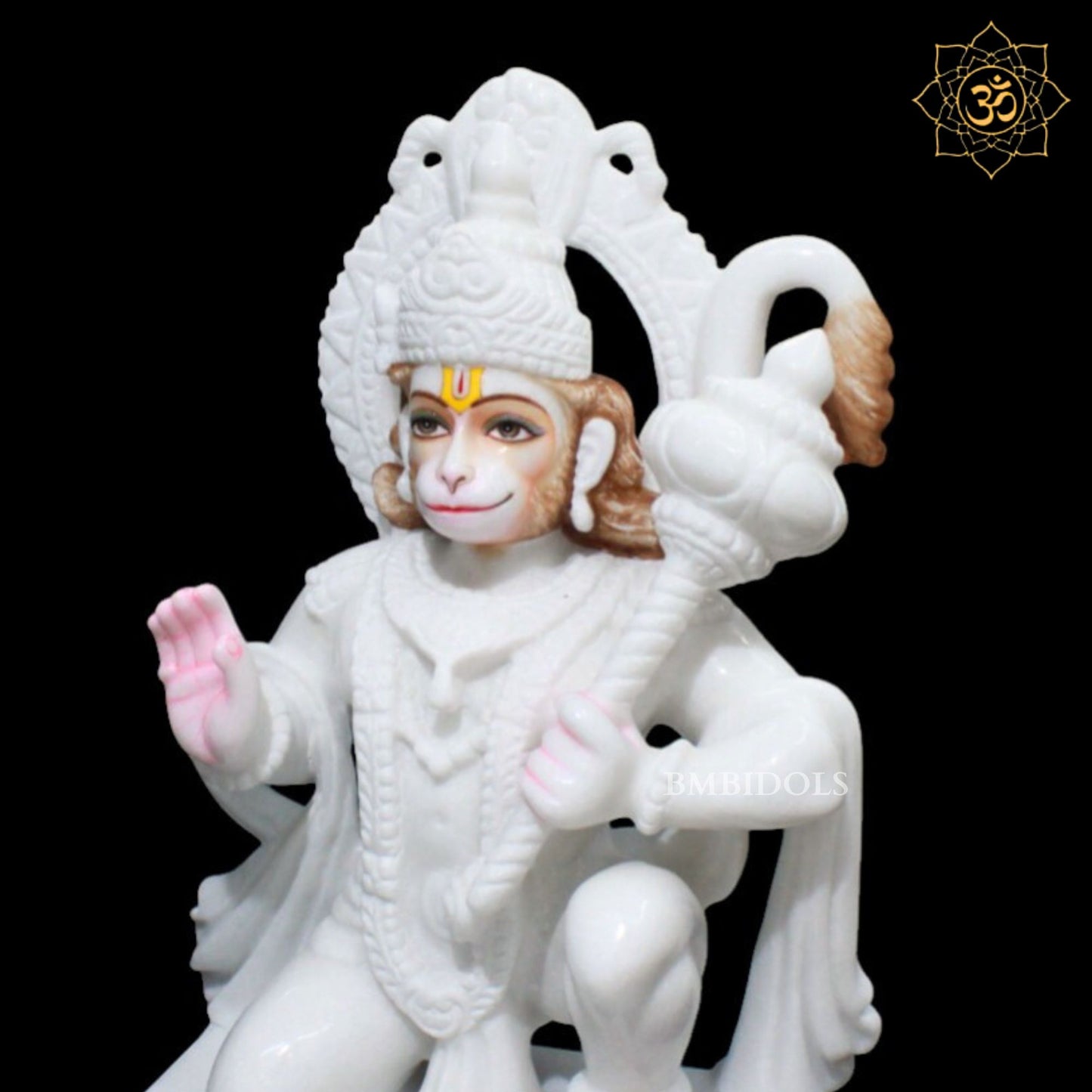 Pure White Ashirwad Hanuman Marble Murti for Homes and Temples in 17inch
