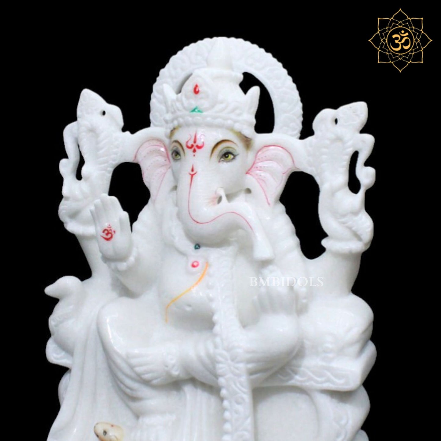 White Marble Ganesh Murti in Big Shastra Design in 12inches