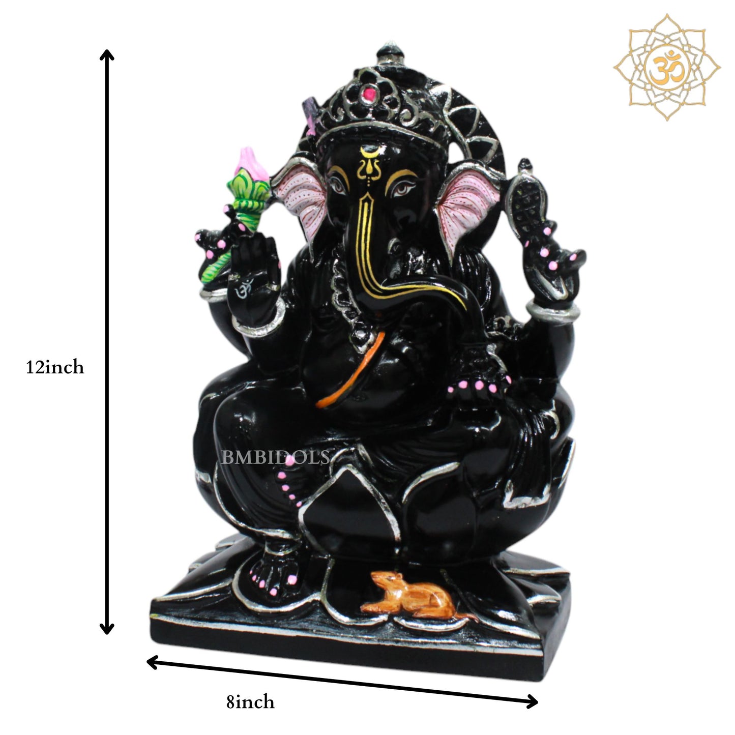 Black Stone Ganesha Statue for Homes and Temples in 1ft(12inch)