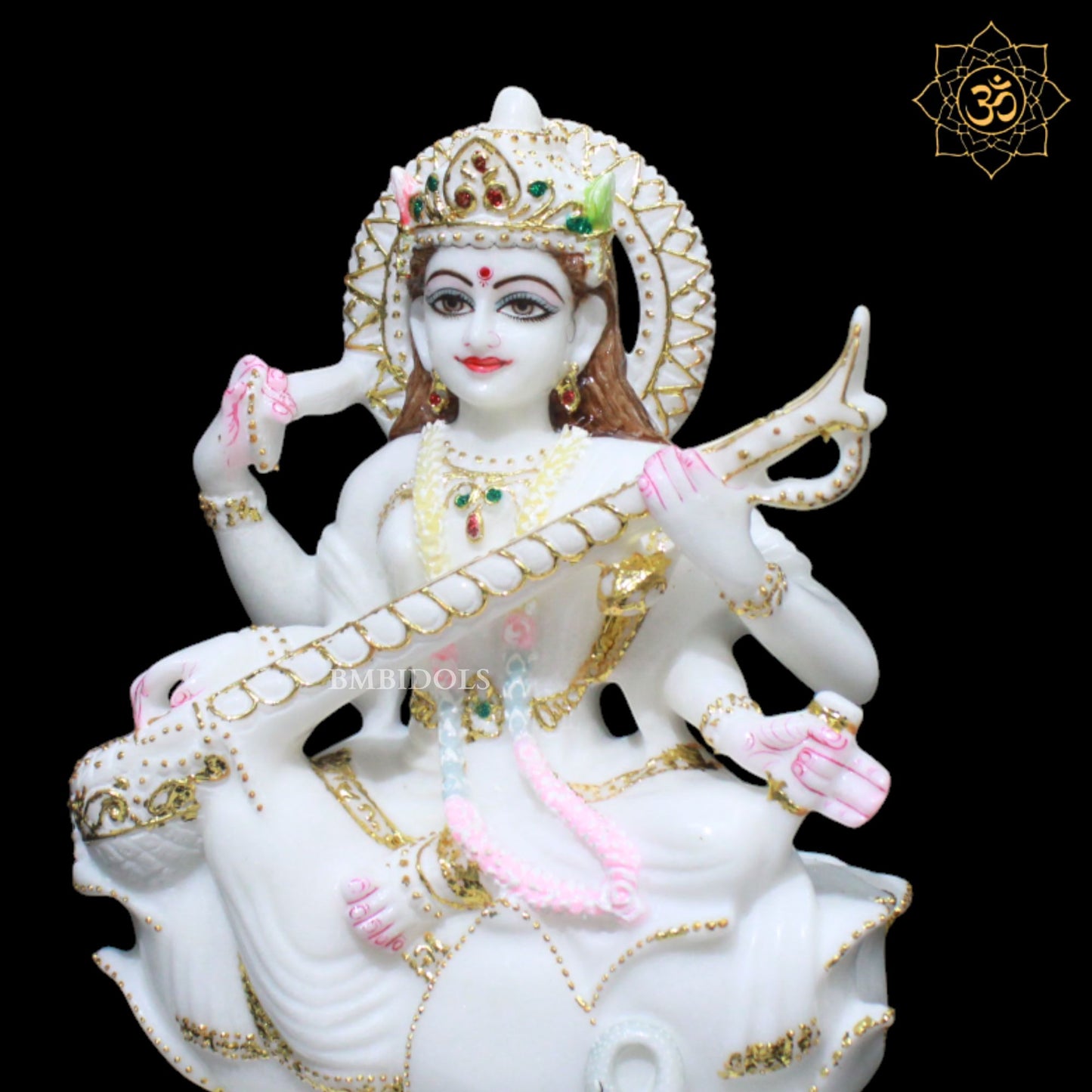 Saraswati Maa Marble Statue for Homes and Temples in 1feet