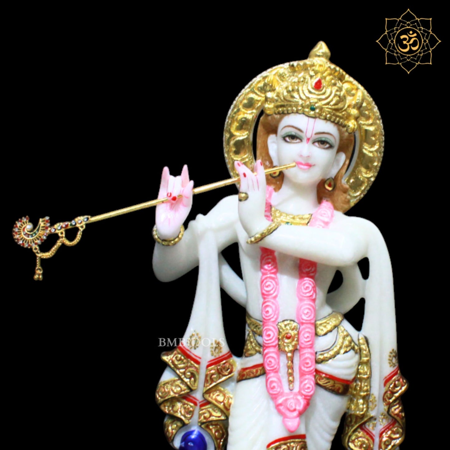 18inches Marble Radha Krishna Statue for Homes and Temples in Double Palla