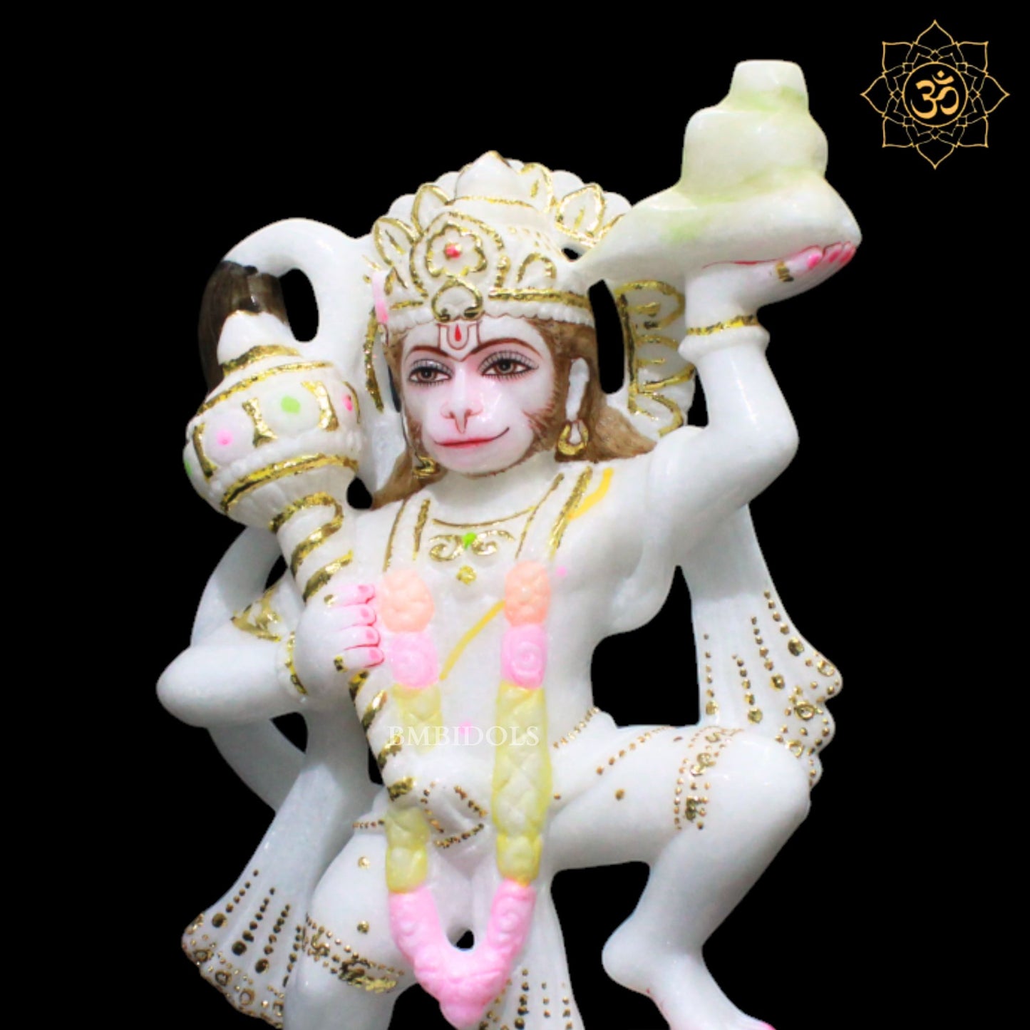 Veer Hanuman Marble Murti in 12inches for Homes and Temples