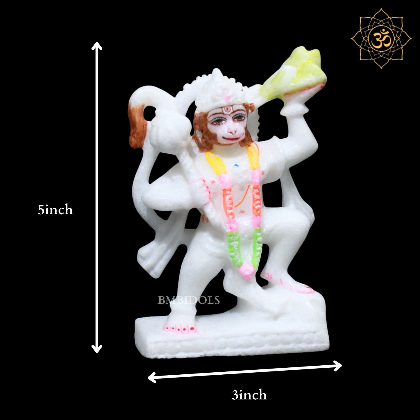 5inch Veer Hanuman Ji Marble Statue for Home Mandirs