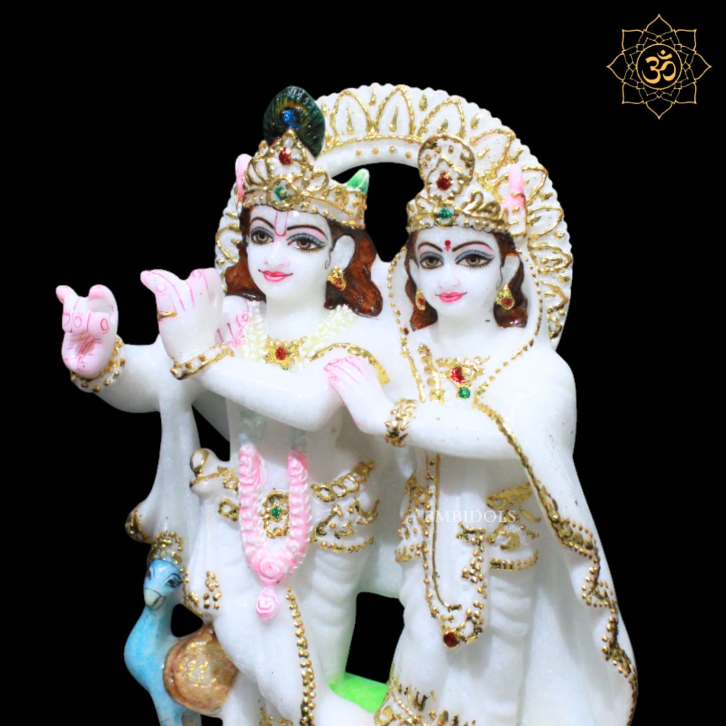 Jugal Radha Krishna Marble Statue for Homes and Temples in 9inches
