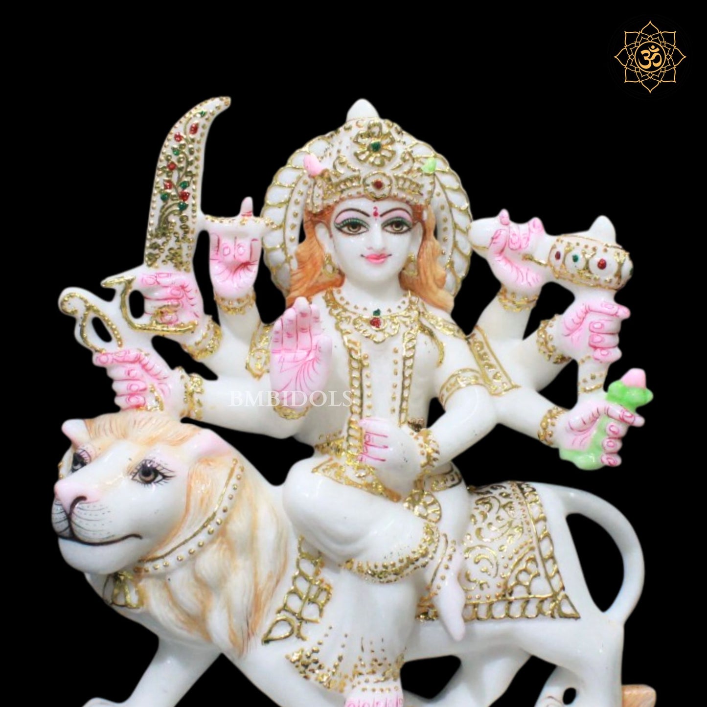 Marble Durga Mata Statue for Ghar Mandirs in 1feet