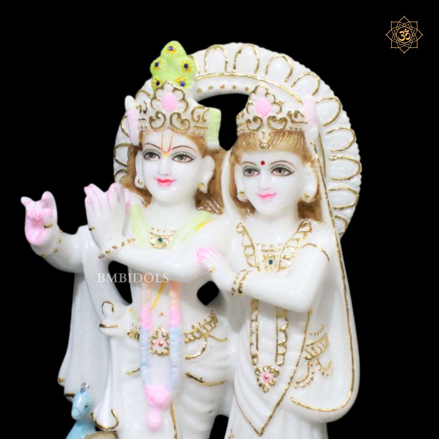 12inches Radha Krishna Marble Murti in 1feet for Pooja and Decorations