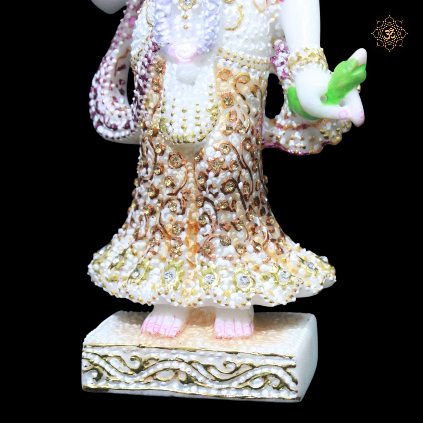 Marble Radha Krishna Bhagwan Murti in Special Diamond Work in 1feet