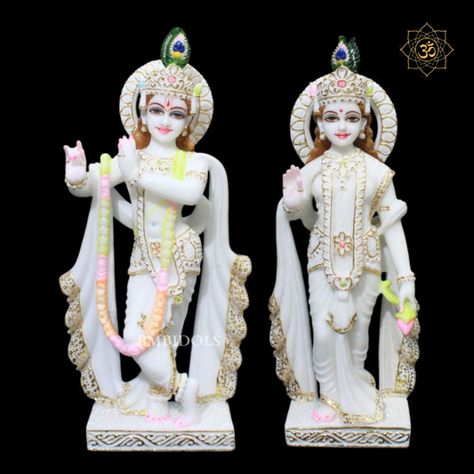 1.5 feet Marble Radha Krishna Murti in Makrana Marble