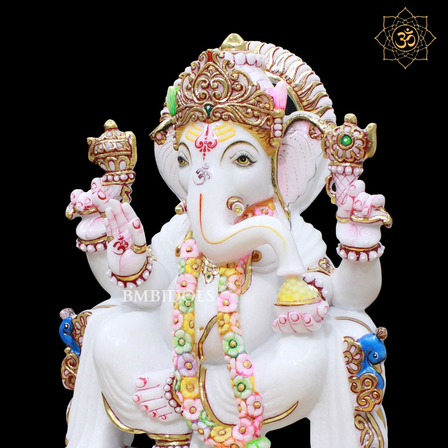Marble Ganesh Murti in 1.5feet for Homes and Temples