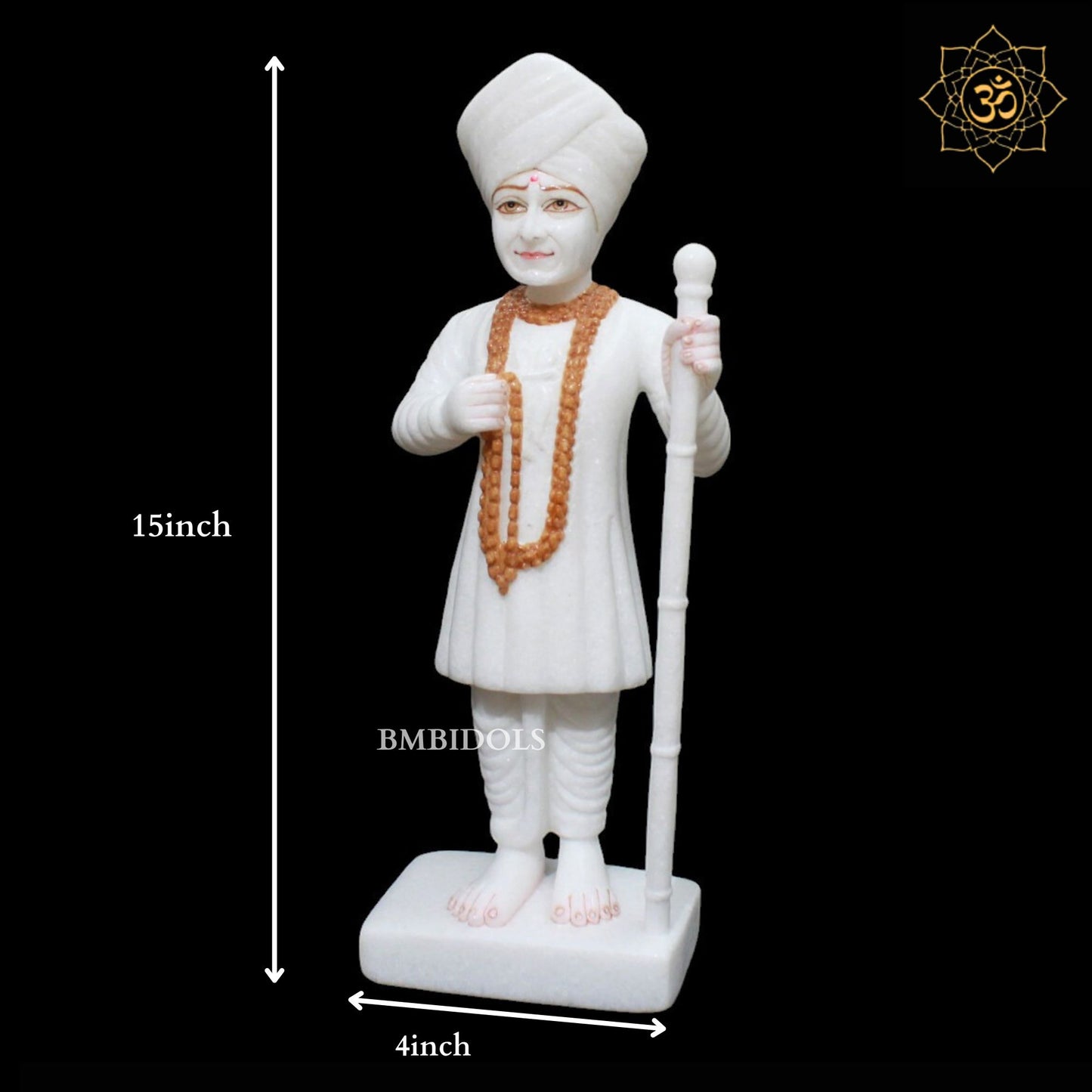 Marble Jalaram Bapa Murti in 15inches for Homes and Temples