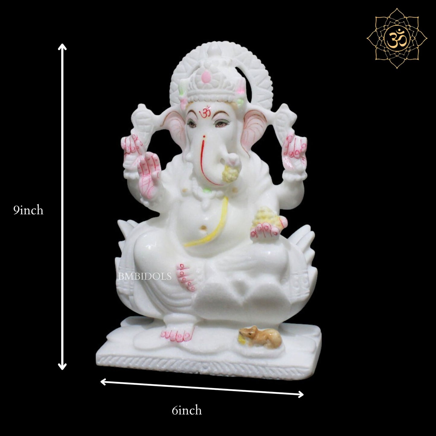 Ganesh Lakshmi Marble Murti for Home Mandirs in 9inches