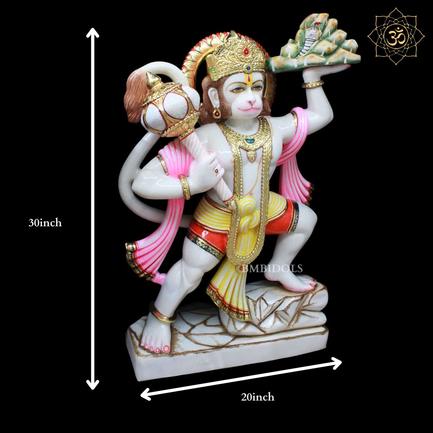 Veer Hanuman Marble Statue for Homes and Temples in 30inch