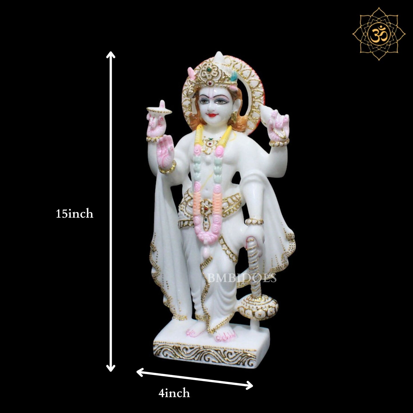 Marble Lakshmi Narayan Murti for Home Temples in 15inches Makrana Marble