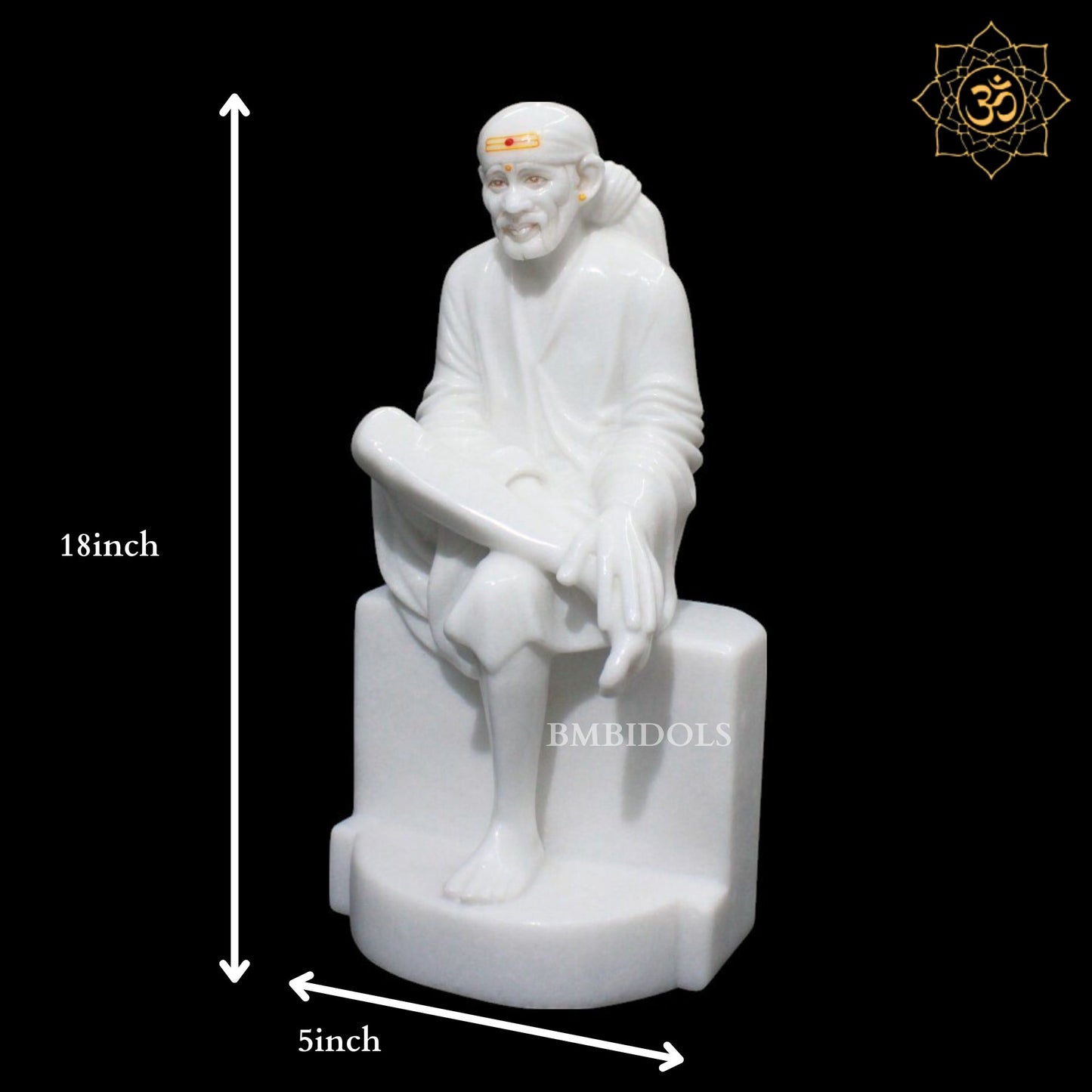 Shridi Sai Baba Marble Murti in Makrana Marble for Home Mandirs