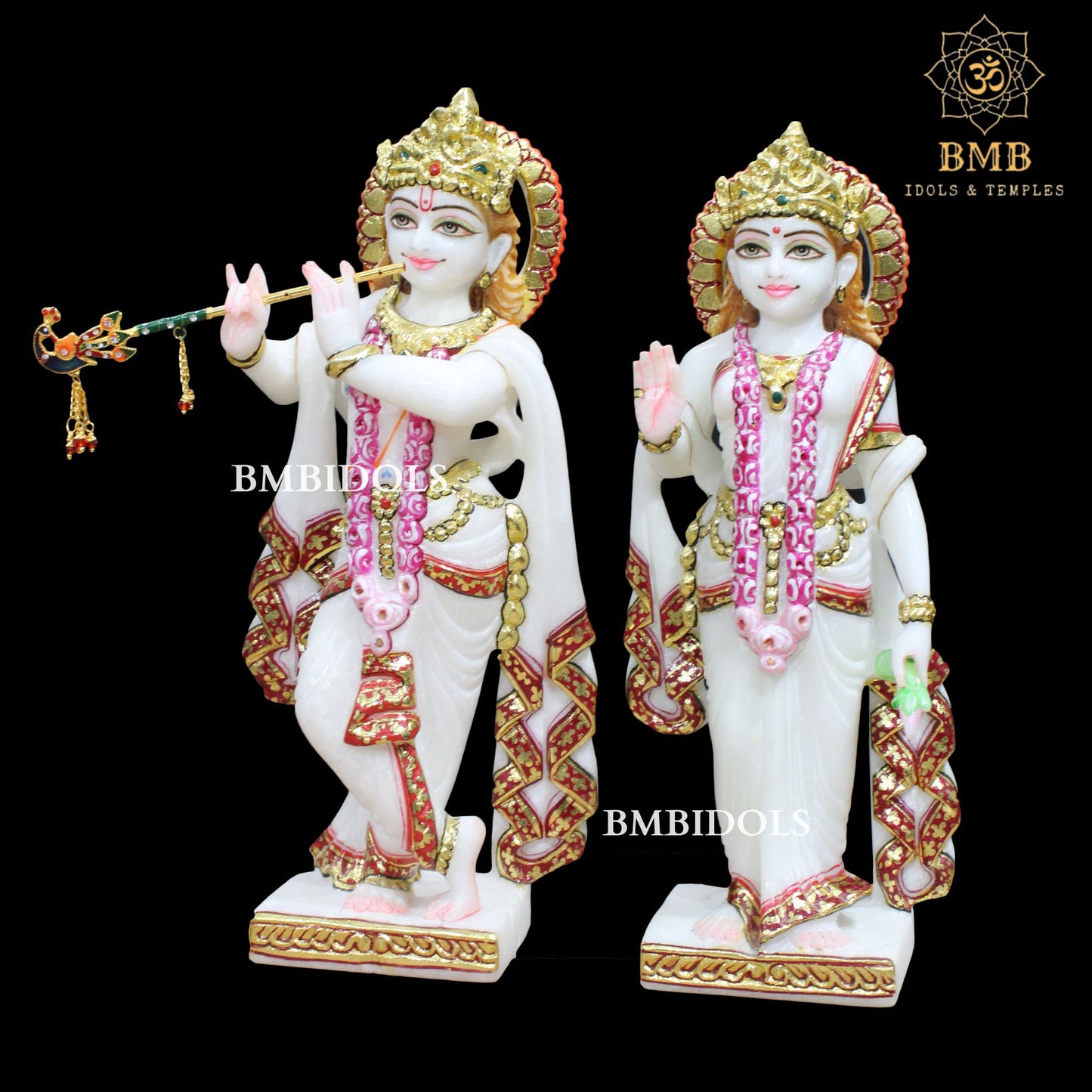 Marble Radha Krishna Murti with Doble Palla in Makrana Marble