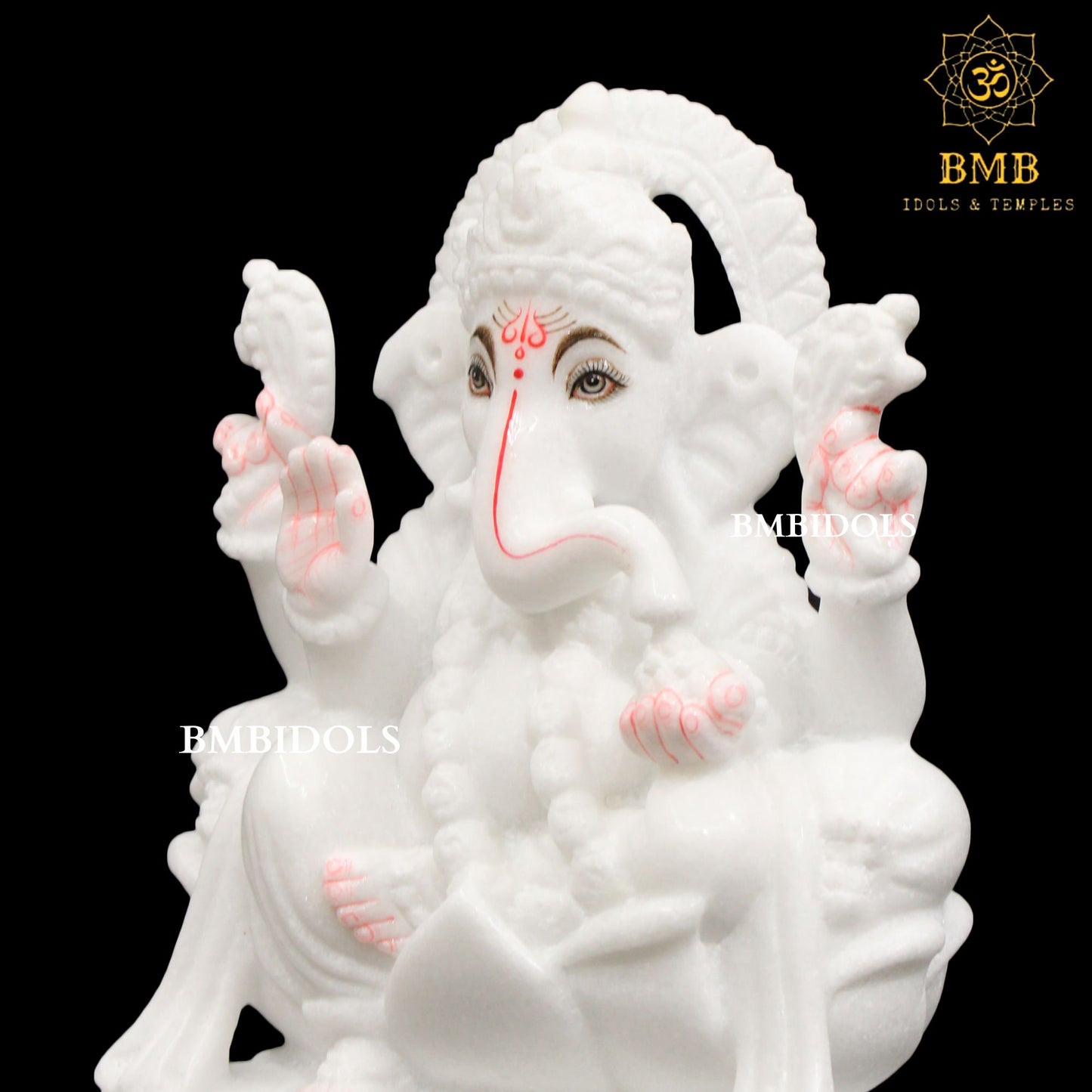 White Marble Ganesh Statue made in Vietnam Marble in 9inches