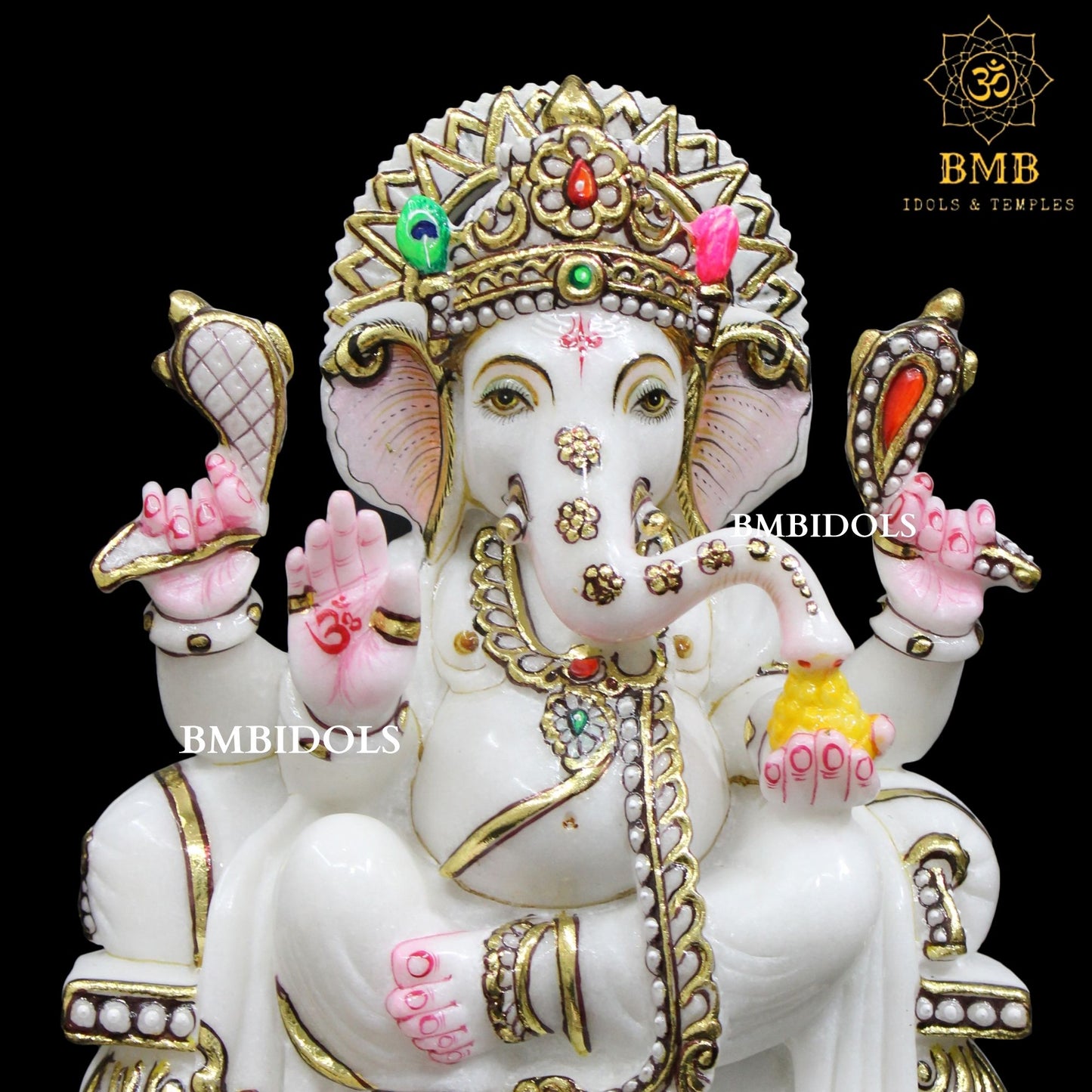 Marble Ganesh Bhagwan Murti made in Makrana Marble in 12inches
