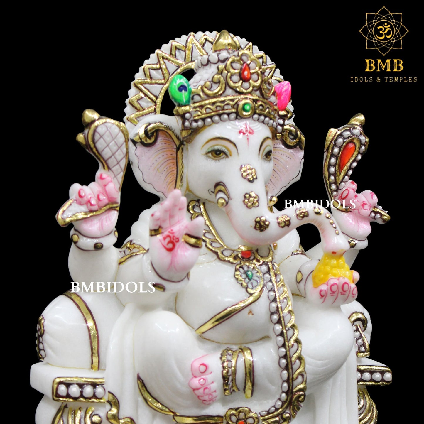 Marble Ganesh Bhagwan Murti made in Makrana Marble in 12inches